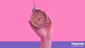 clock with pink background